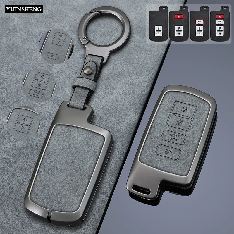 2 3 4 Buttons Zinc Alloy Leather Car Key Case Cover for Toyota RAV4 Highlander Avalon Sequoia Tundra Tacoma 4Runner Cruise Prius