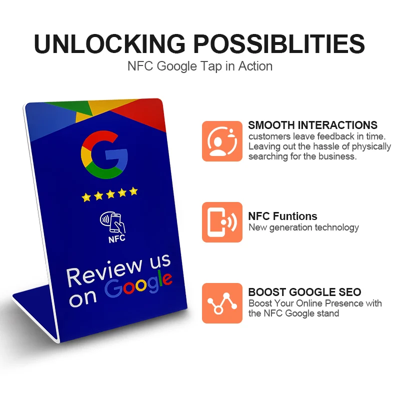 3pcs Slim Size NFC Google Reviews for Google Reviews Social Business Review Cards NFC Stand