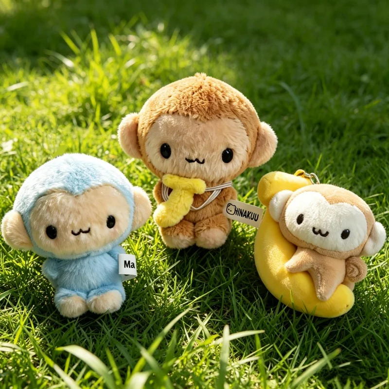 Kawaii Banana Monkey Plush Keychain Soft Stuffed Animal Bag Charm Cute Cartoon Doll Pendant for Backpack Handbag Decor Girl Gift