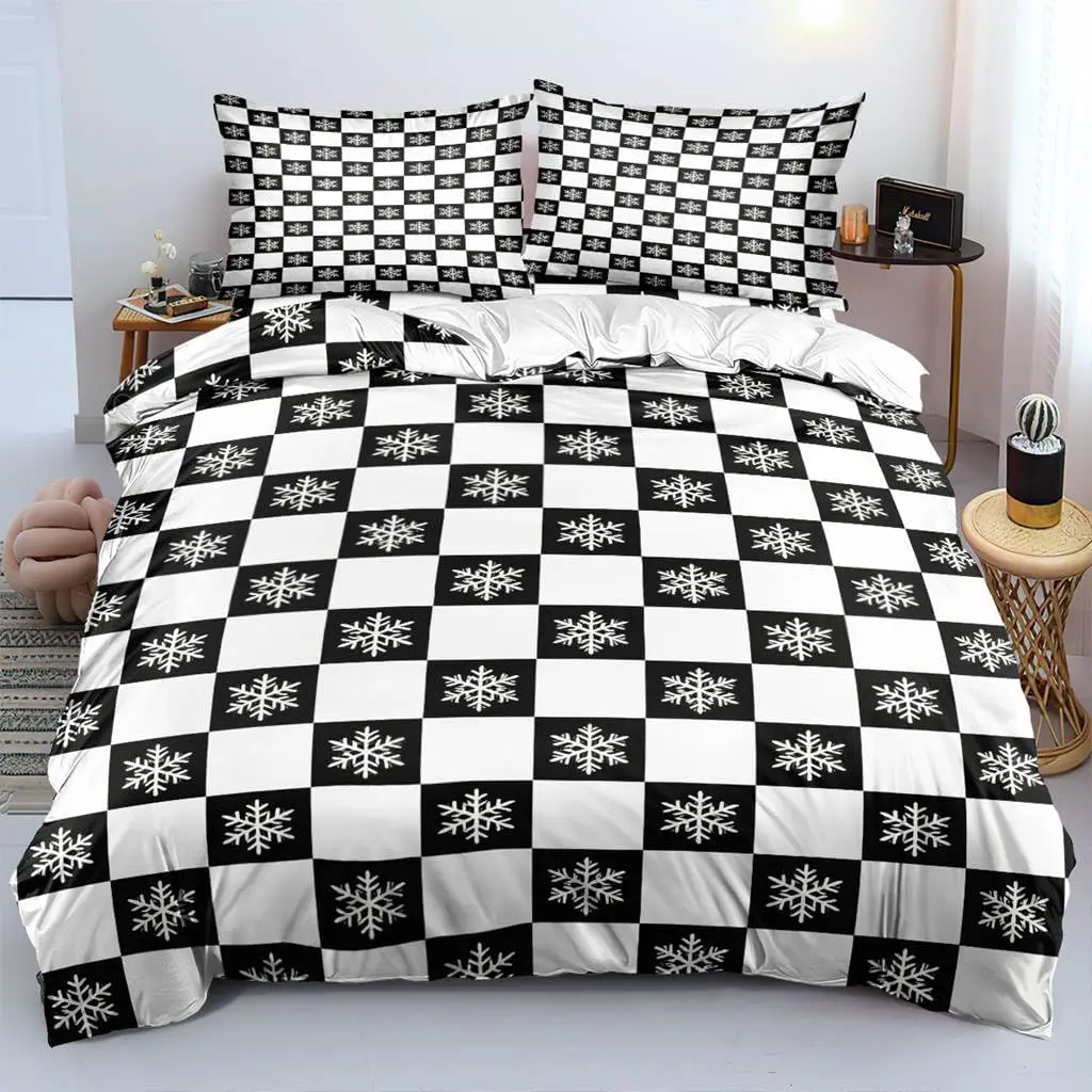 Geometric Checkered Duvet Cover Set Twin Queen Size Diamond Lattice Autumn Pumpkin Bedding Set,Rustic Farmhouse Comforter Cover