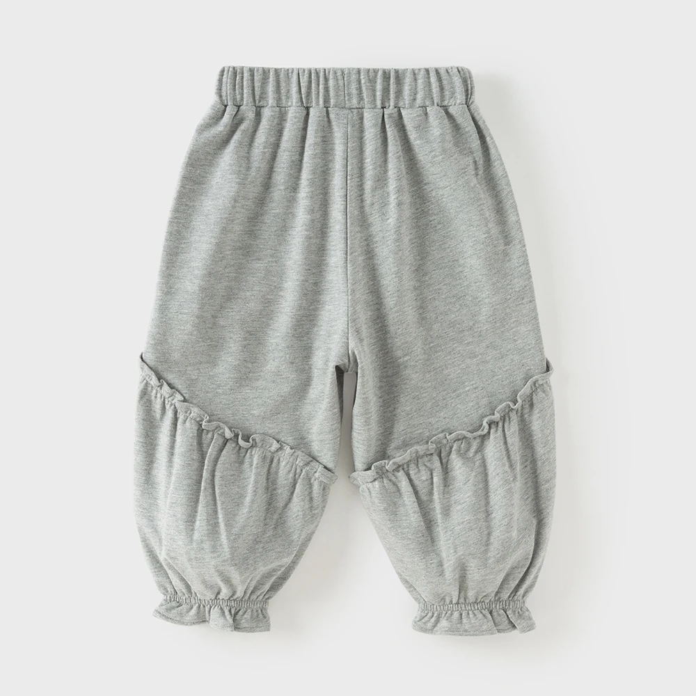 데이브 벨라 어린이 바지 여름 봄 순면 소녀 니트 바지 신축성 있는 허리 캐주얼 야외 어린이 의류 DB1260626