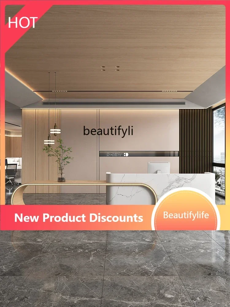 ss 8350 Modern Minimalist Company Front Desk Hotel Lobby Reception Desk Beauty Salon Club Bar New Chinese Cashier