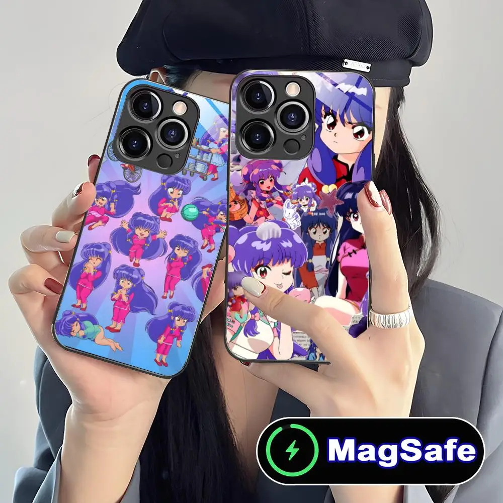 

Чехол для телефона с дизайном аниме Ранма для iPhone 17 16 15 14 13 12 11 Air Pro Max Plus Mini MagSafe, стеклянный, цветной, люксовый