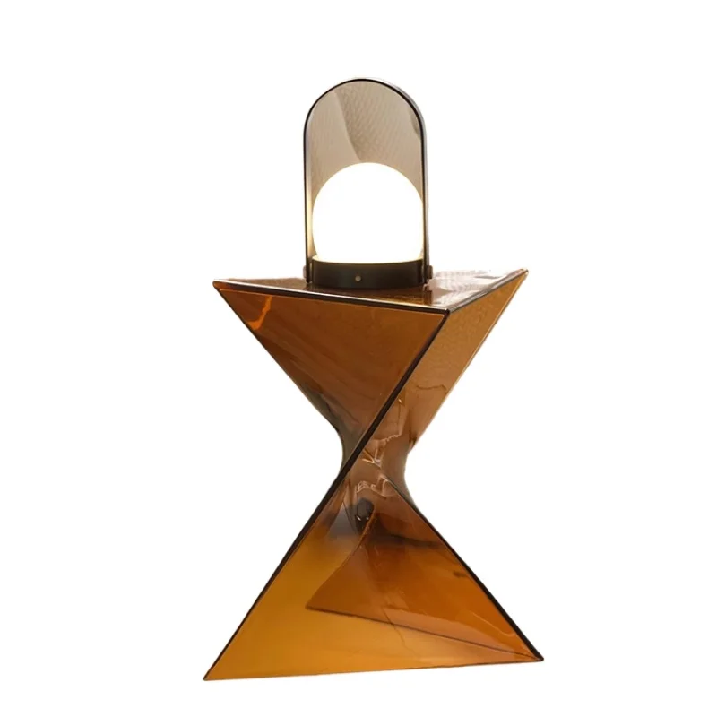 Plastic Geometric End Table  Strong Load-Bearing Sofa Side Table  INS Minimalist Nightstand  Stackable Crystal Small Table