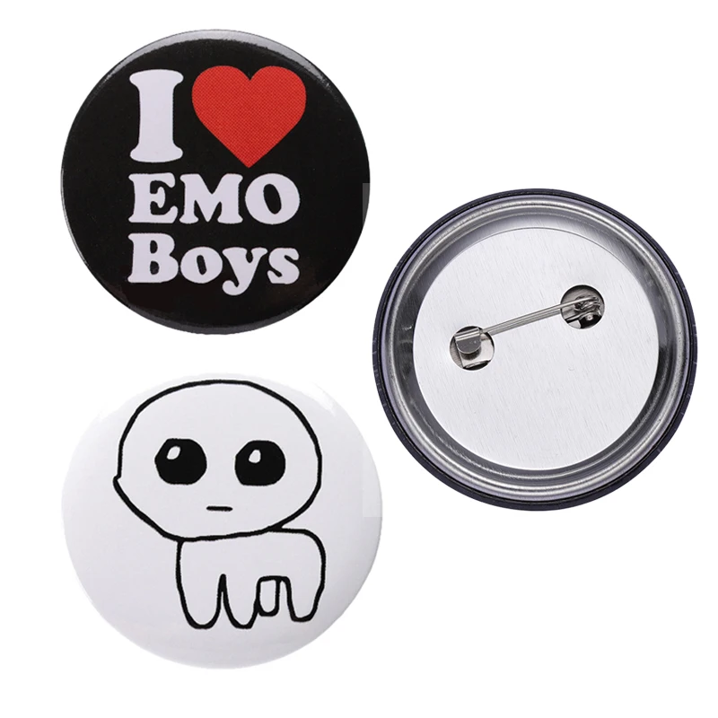 I Love EMO Boys Tinplate Pins Autistic Dog Brooches Backpack Lapel Badge Mental Health Quotes Animal Accessories Gift for Friend