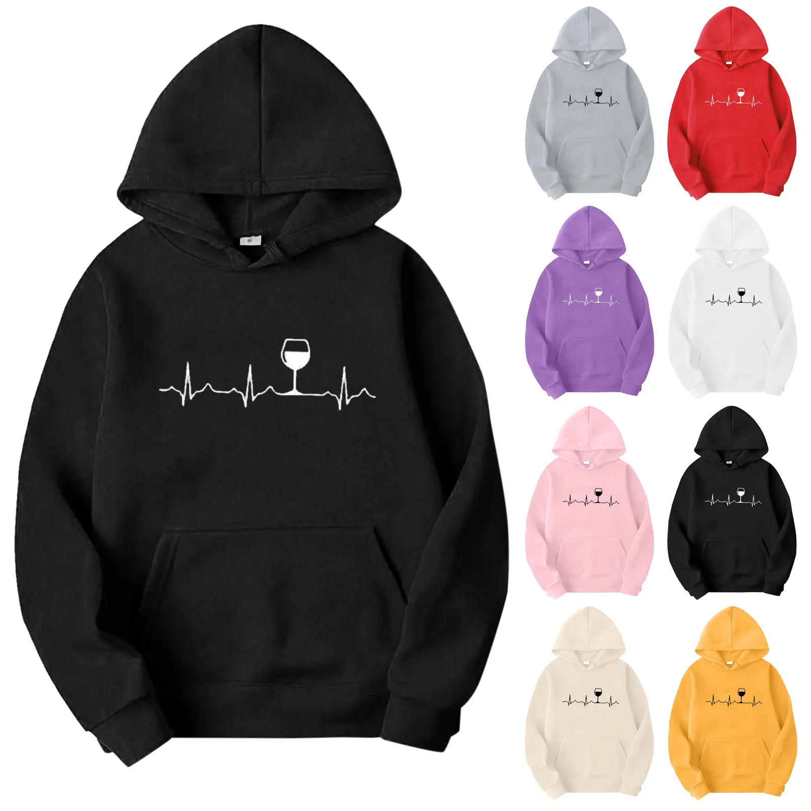 สตรีลําลอง Electrogram พิมพ์เสื้อแขนยาว Hooded Sweatshirt TOP Hoodies สําหรับผู้หญิงหญิงเสื้อกันหนาว