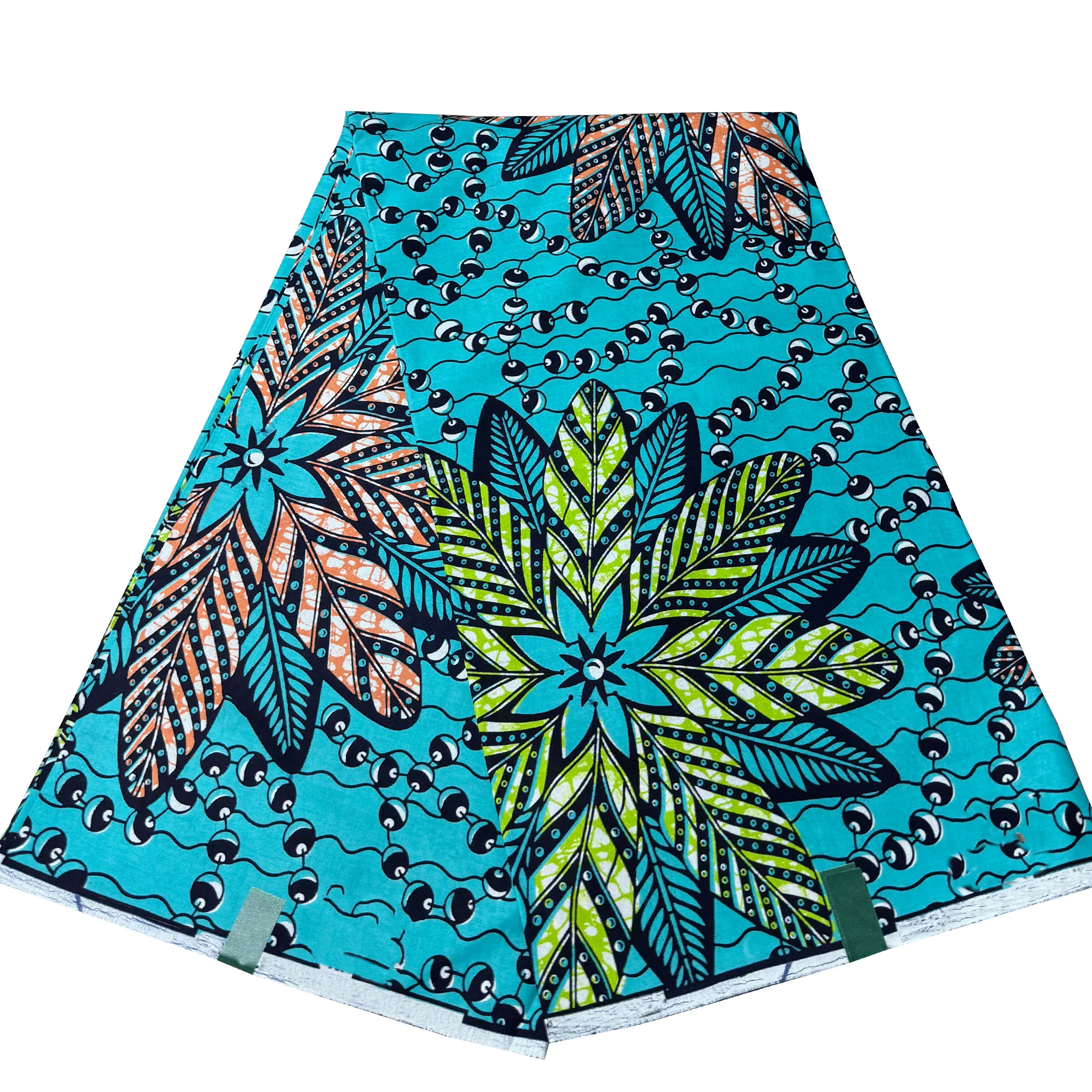 African Wax Print Fabric Super Quality 100% Cotton Teal Green Big Floral Ankara Pagne Cloth For Women Dress Sewing DIY Craft