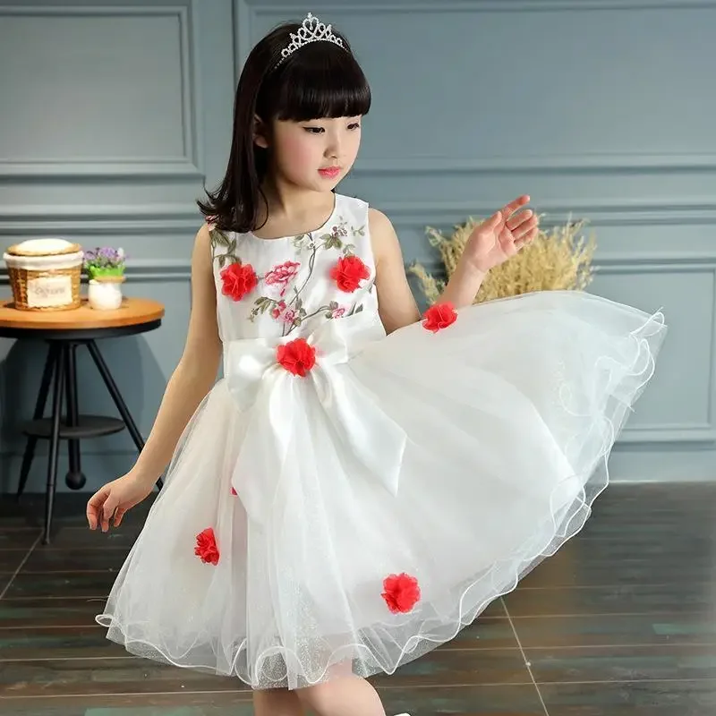 Girls 2024 Summer New Dress Youth Chiffon Waist Princess Skirt Children Pastoral Style Clothes Park 2 4 5 6 7 8 9 10 11 12 Years