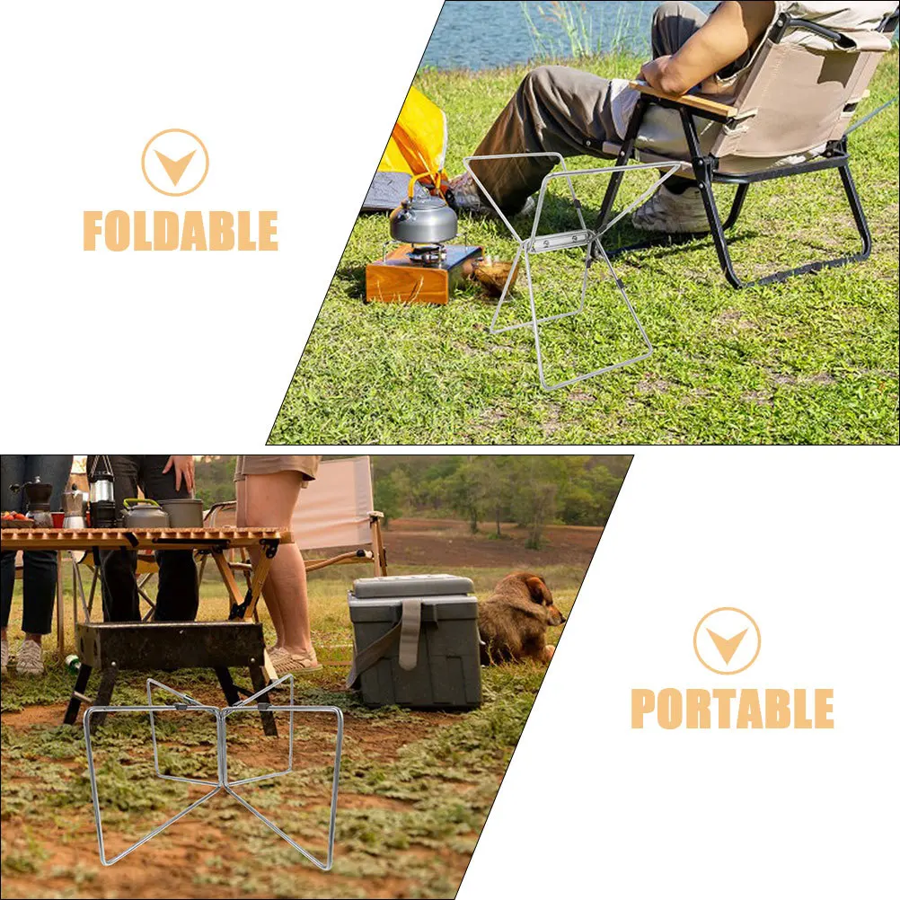 حافظة تخييم شديدة التحمل قابلة للطي من الفولاذ المقاوم للصدأ معزولة ورف تخزين خارجي محمول لصندوق التبريد ومعدات التنزه #5