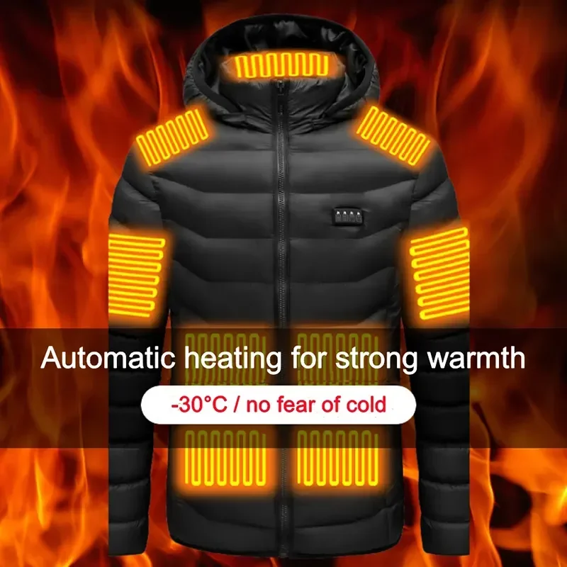 Men Electric Heating Jackets Heated Down Coat Men Women Clothing Winter Cotton Jacket USB Heated 21 Areas Heated Jacket
