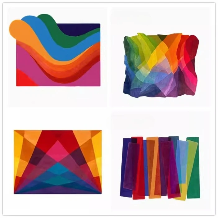 Colorful Shaped Irregular Rug Ideas Dopamine Rug Cream Style Floor Mat Living Room Coffee Table Rainbow
