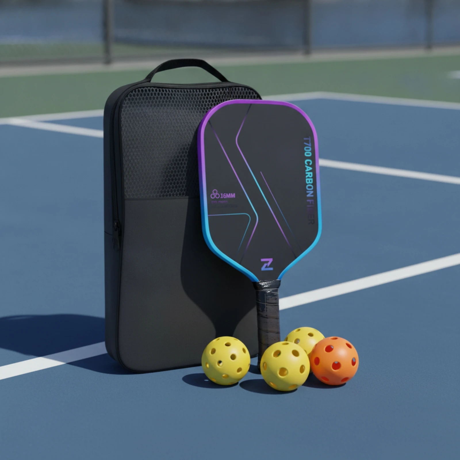 2-pieces-carbon-fiber-pickleball-paddle-honeycomb-core-pickleball-set-with-balls-perforated-lightweight-for-adults