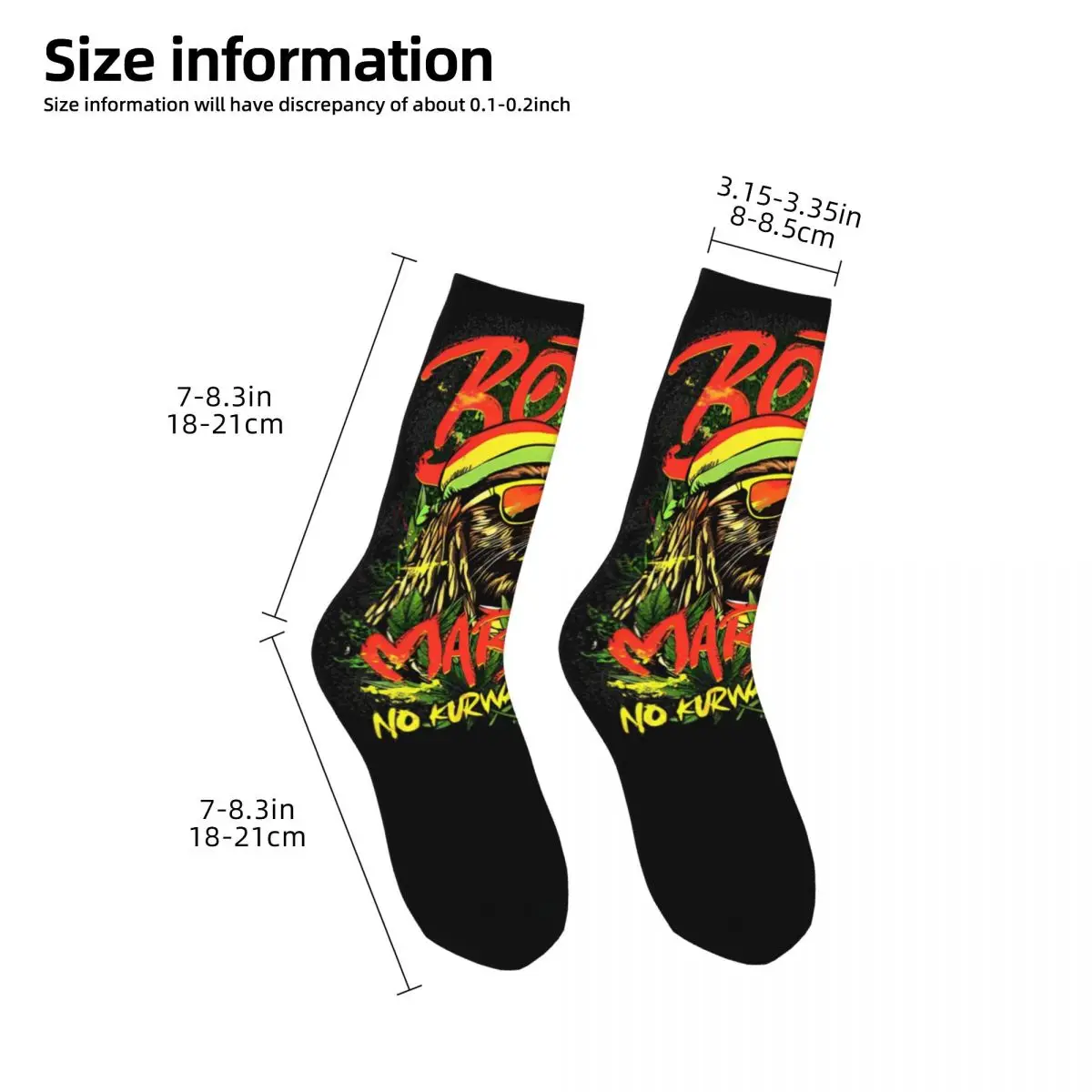 Funny Bobr Marley No Kurwa No Cry Basketball Socks Bobr Kurwa Meme Polyester Crew Socks for Women Men Sweat Absorbing