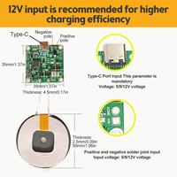 22W 12V Type-C Wireless Charger Transmitter Module Circuit Board For QI Standard Fast Charging For Phone 12MM Long Distance