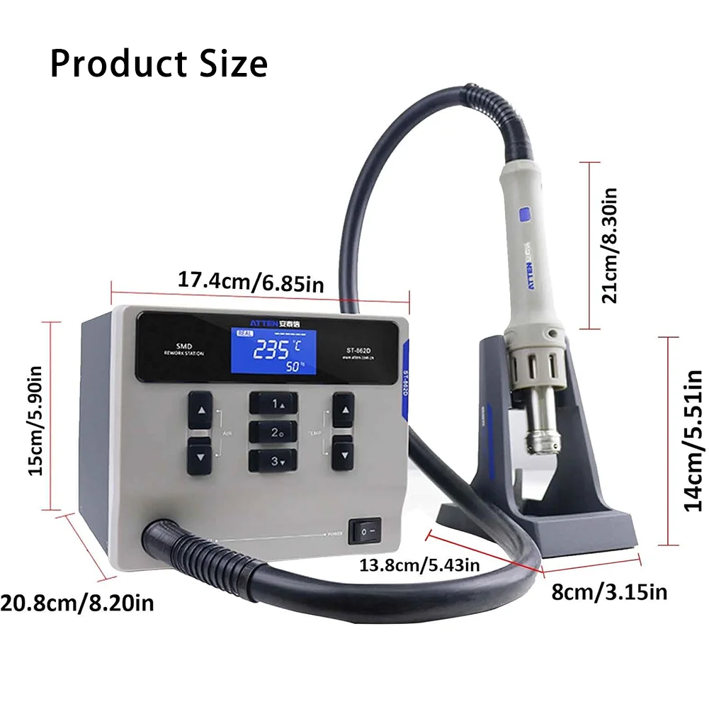 ATTEN ST-862D 1000W Hot Air Gun Soldering Station Digital Display BGA Rework Station Automatic Sleep For Phone PCB Chip Repair