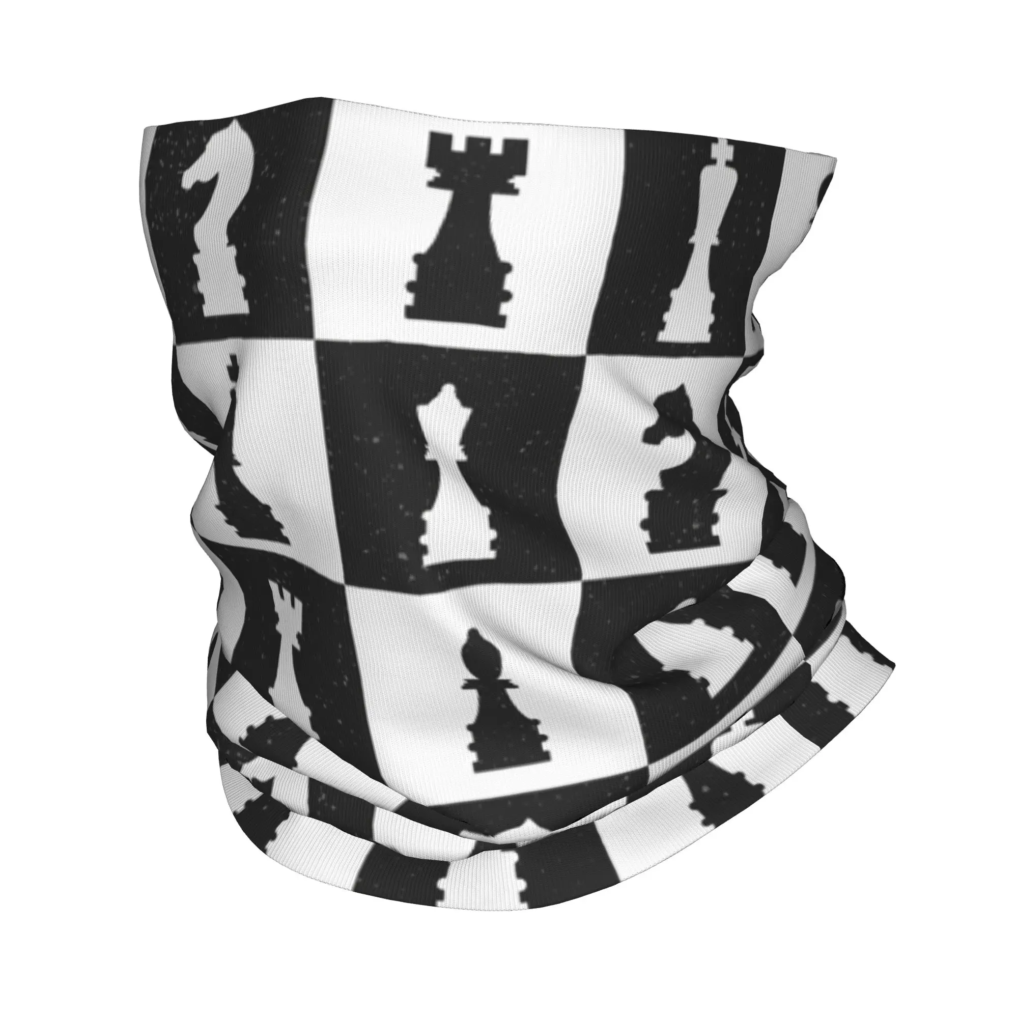 قطع الشطرنج على متن باندانا الرقبة الجراب مطبوعة الوجه وشاح متعدد الوظائف قناع الوجه للجنسين الكبار