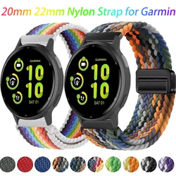 20/22mm Nylon Braided Strap for Garmin Forerunner 55 965 165 265 Magnetic Comfortable Breathable Band for Garmin Active 5/Venu 3