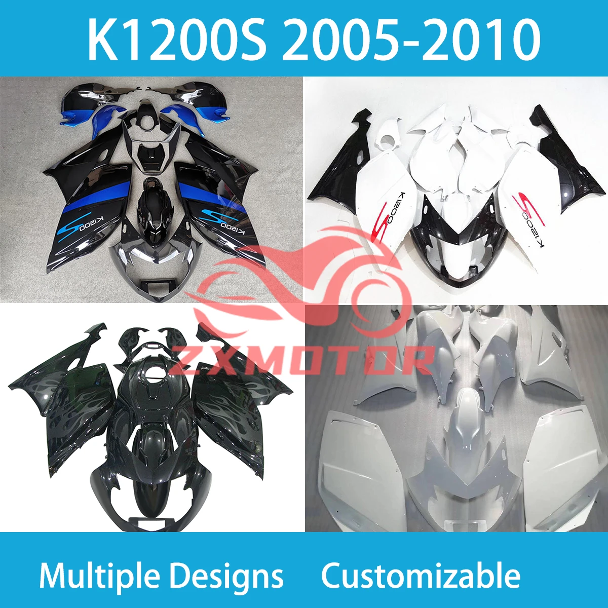 For BMW K 1200S 2005 2006 2007 2008 2009 2010 Motorcycle Spare Parts Fairing Kit K1200S 05-10 Aftermarket Fairings Bodywork