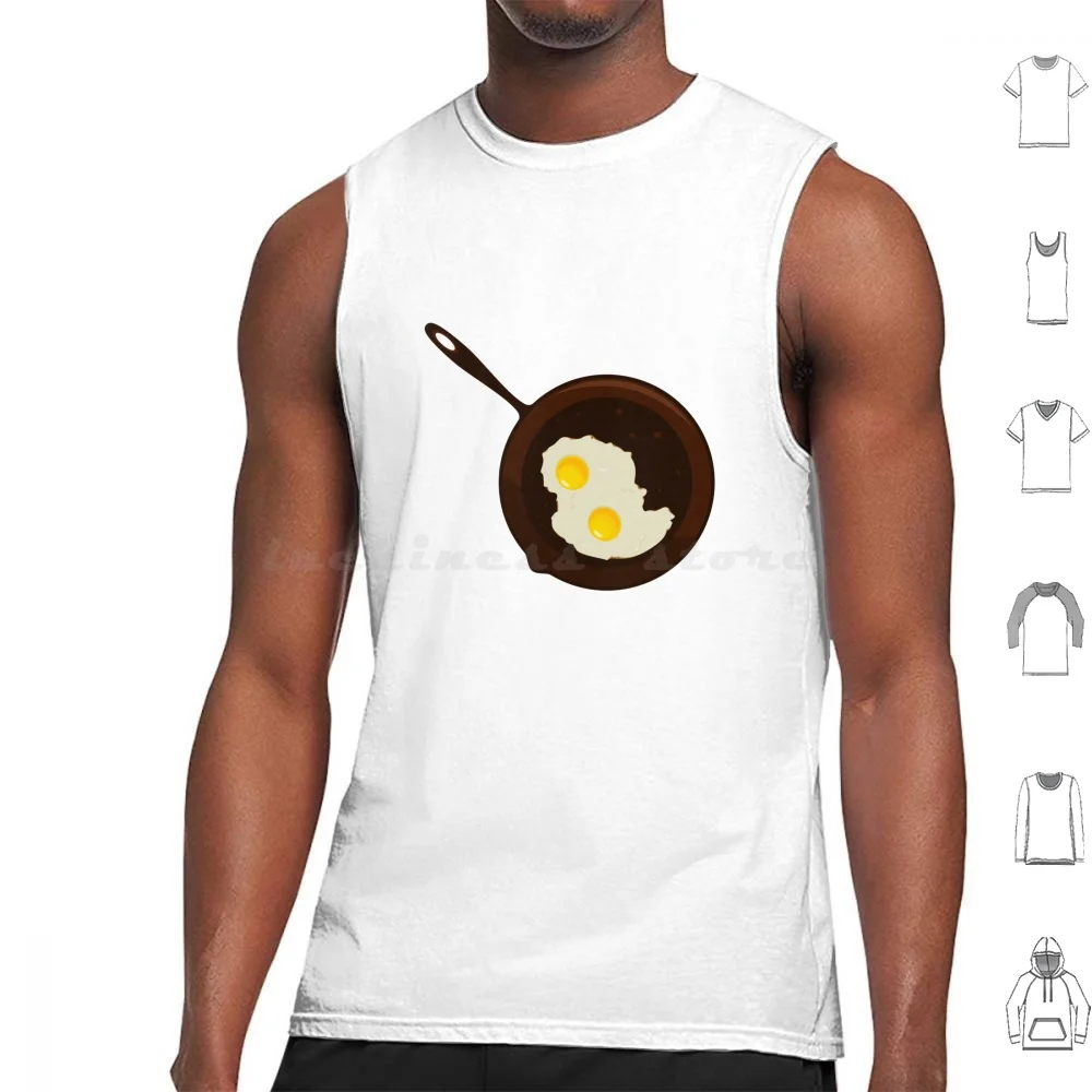 Fried Eggs In An Iron Skillet Tank Tops Print Cotton Egg Eggs Fried Egg Fried Eggs Cast Iron Skillet Skillet Iron