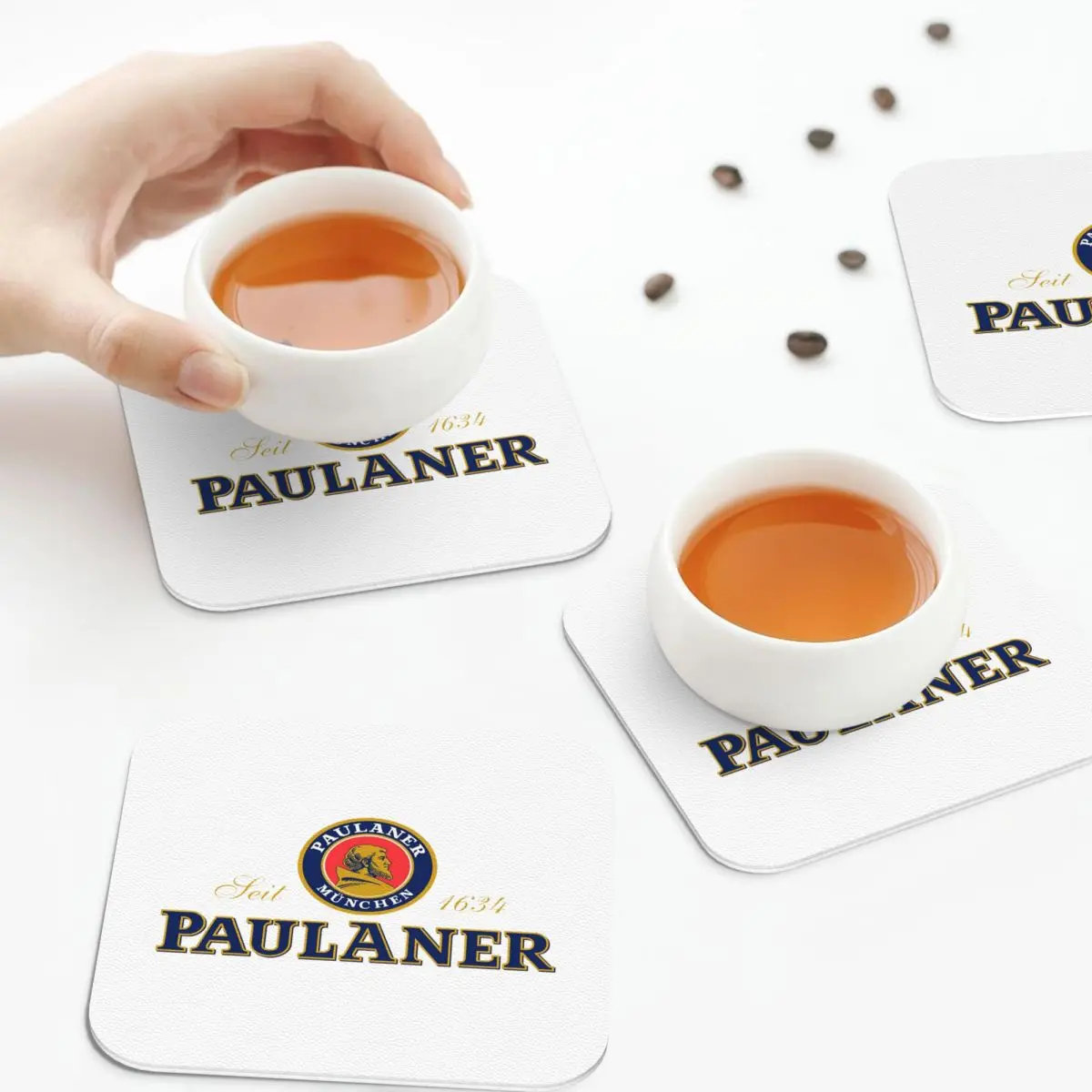 

Подставки Paulaner Munchen, кухонные салфетки, нескользящие изоляционные коврики для чашек, кофейных ковриков для декора, домашняя посуда, подушечки, набор из 4 шт.
