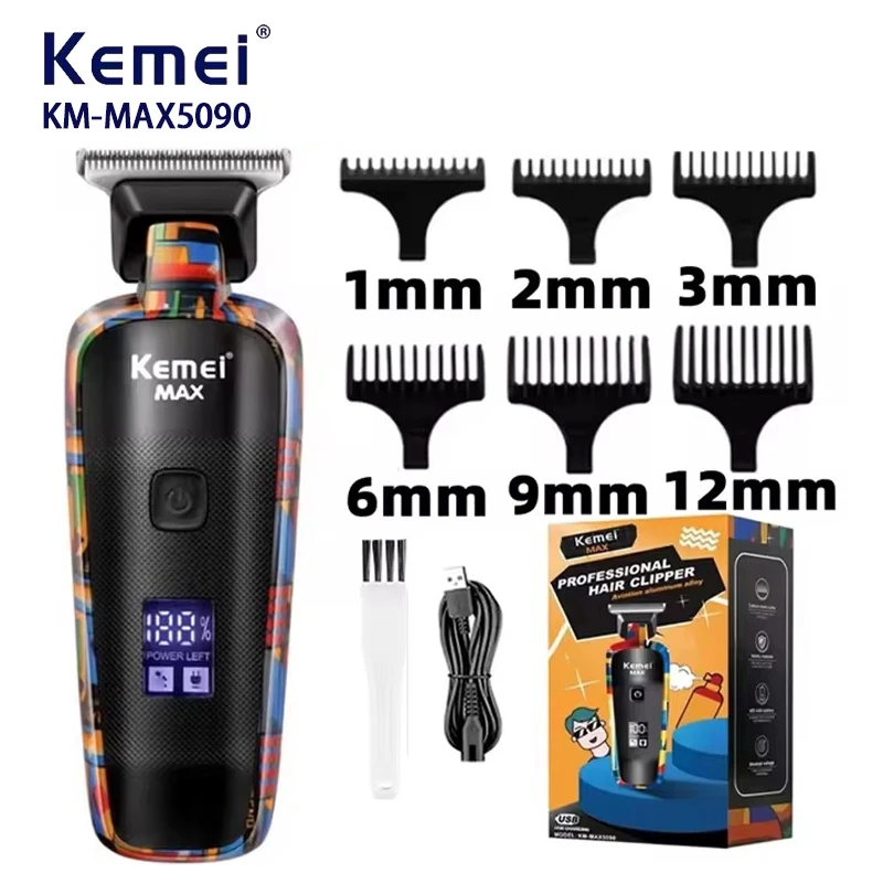 Kemei KM-MAX5090 Electric Hair Clipper Multifunctional Home Hair Trimmer Printing Graffiti Razor USB Men's Electric Shaver