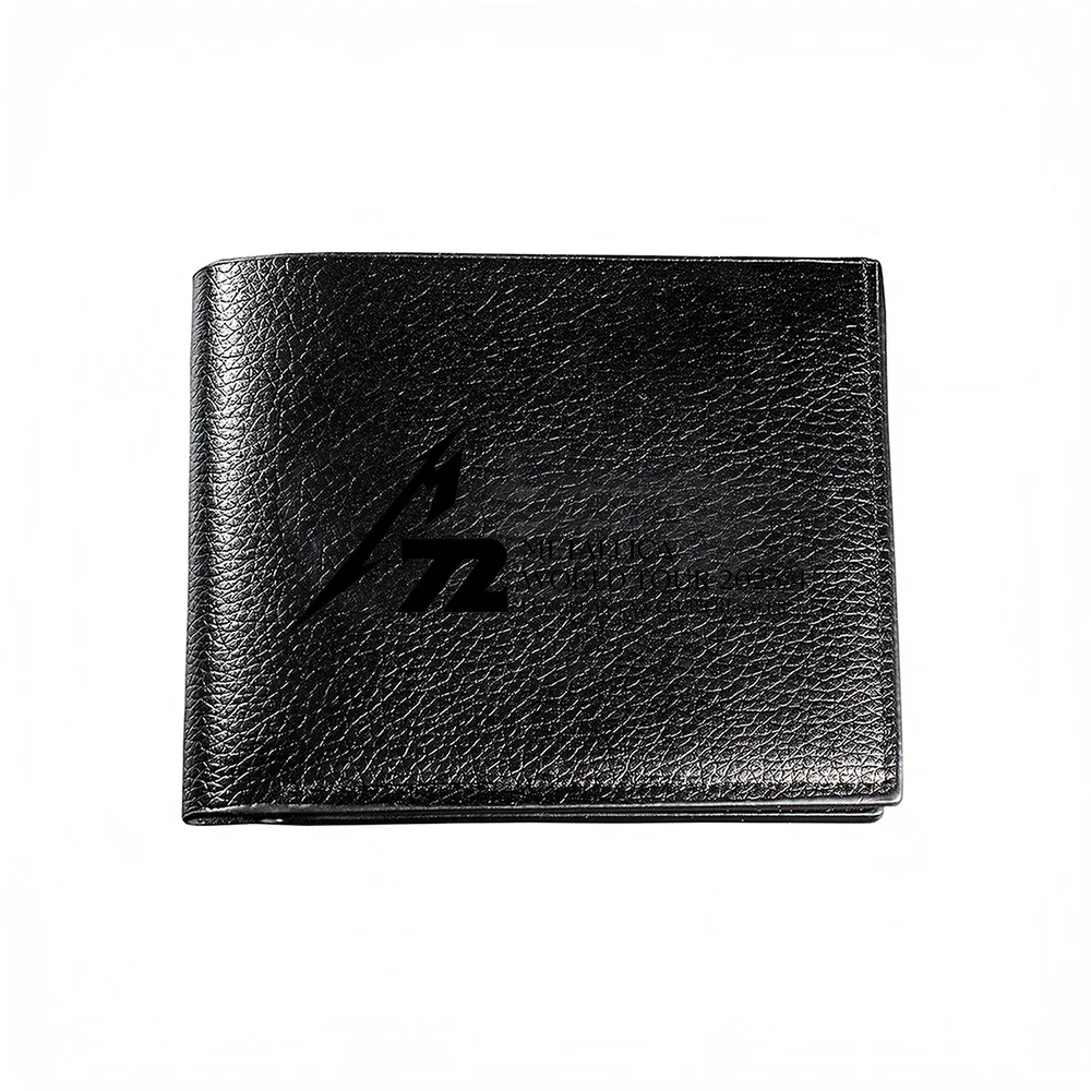 Black Leather Wallet With Subtle Monogram Design For Men Casual Business Style Elegant And Modern Look Perfect For Everyday Use