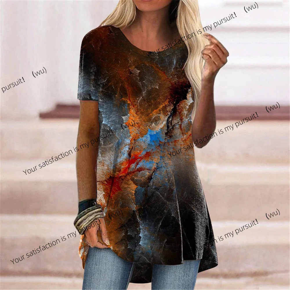 ZOCI-Camiseta con estampado 3D de cambio gradual de color abstracto para mujer, camiseta de mujer estilo Y2K, ropa de talla grande