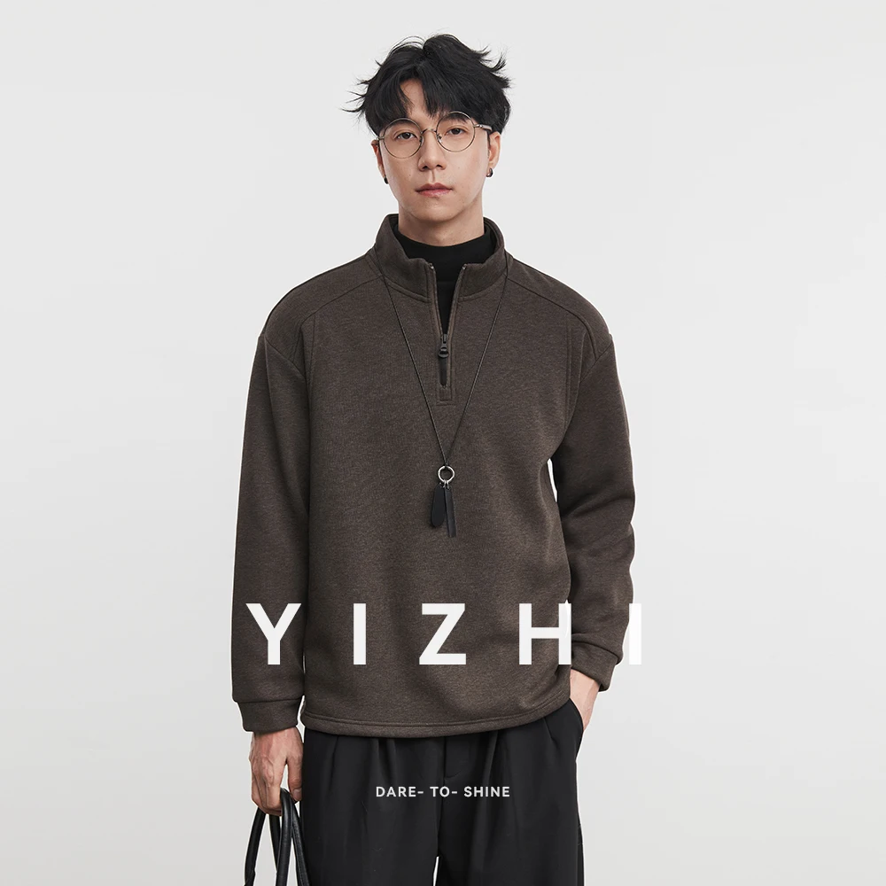 

Fashion Men's Fleece Thermal Sweatshirt 2025 Autumn Winter New Retro Half Zip Casual Versatile Long-sleeved Top Sports Pullover