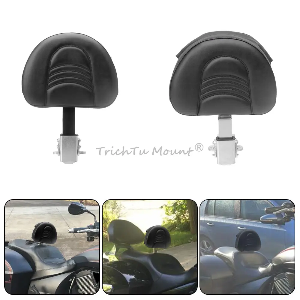 Motorcycle Backrest With Mounting Kit Adjustable Plug-In Backrest For Victory 2010-2017 Heavy Duty Steel Chrome/Black Bracket