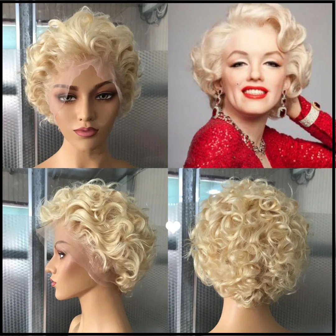 613 Blonde pixie cut Wig 13X1 Synthetic Hair Lace Wig