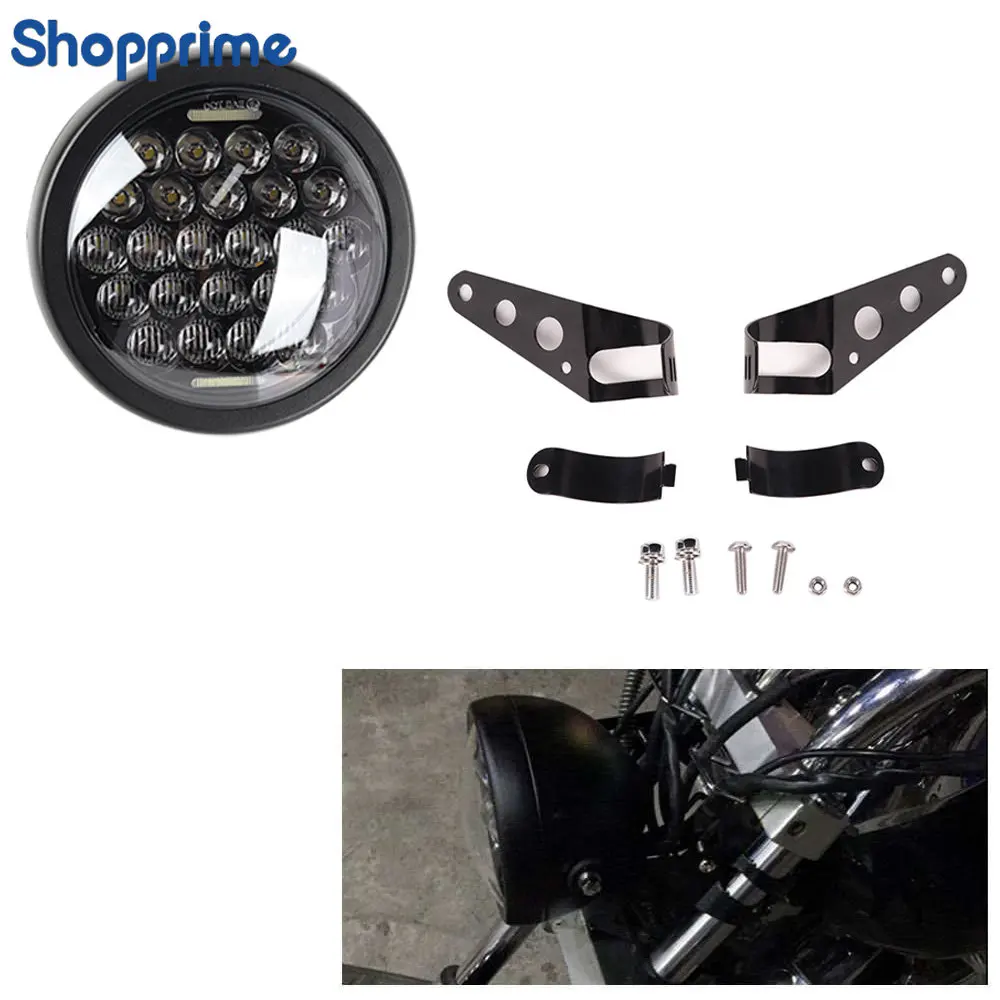 

1PCS 5.75" Motorcycle Black Round LED Headlight Hi/Lo Lamp For Harley Sportster 1200 XL1200L Custom XL1200C 883 XL883 883L XL88