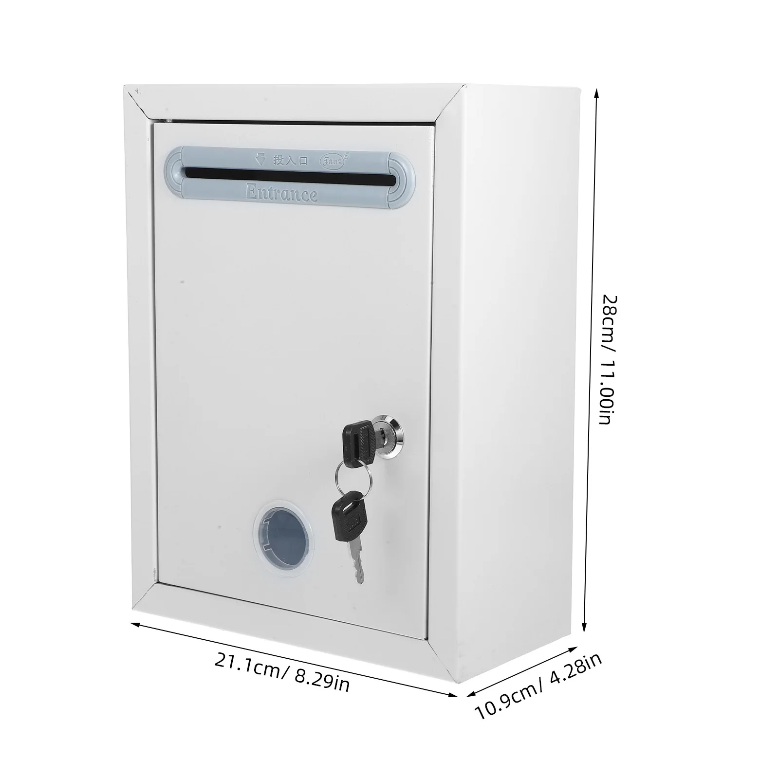 قفل صندوق اقتراحات معدني مثبت على الحائط صندوق جمع الاقتراع الآمن للتبرع مع قفل مفتاح فتحة لصناديق البريد لقفل المكتب #3
