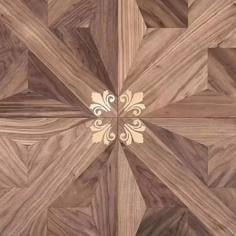 Modern Design Oak Flooring with Copper/Stainless Steel/Brass/Metal Inlay ABC Surface Grading Parquet Parket Durable Wood