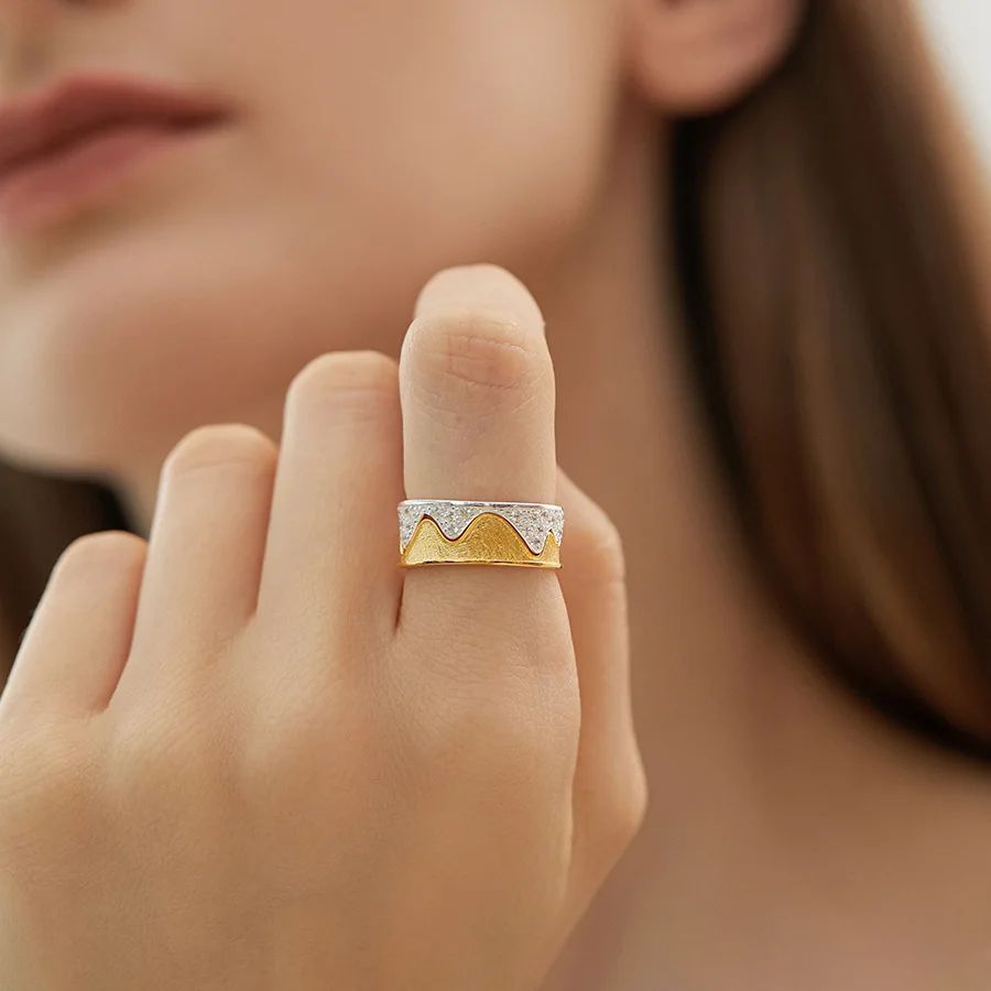 Miracle Sterling Silver 925 Original Encounter Niche Design High-End Light Luxury Irregular Curve Split Combination Ring