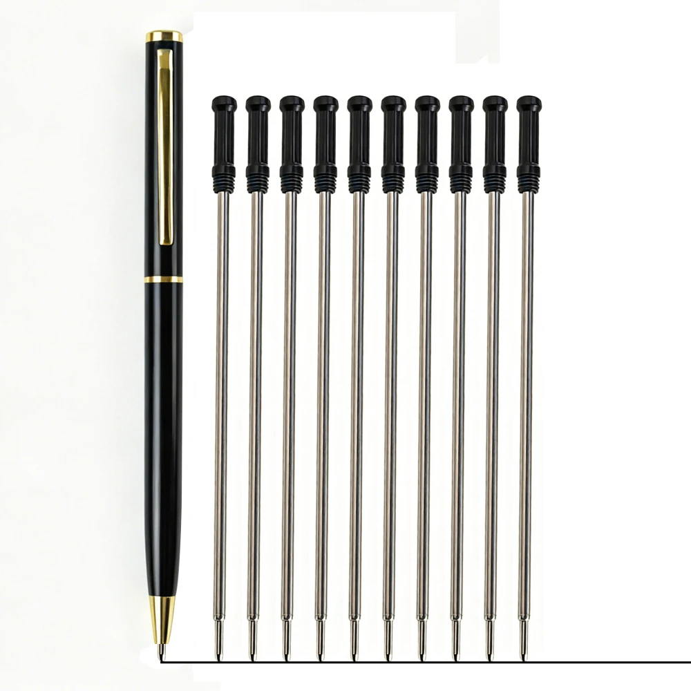 

Metal Twist Ballpoint Pen with 10Pcs Black Ink Refills Business Signature Metal Pen Set Office Daily Writing Stationery