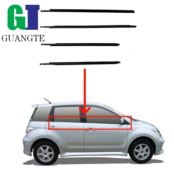 

4PCS Window Outer Weatherstrip 68160-52080 for Toyota IST 2002-2007/Scion XA Side Door Glass Rubber Belt Moulding Trim Sealing