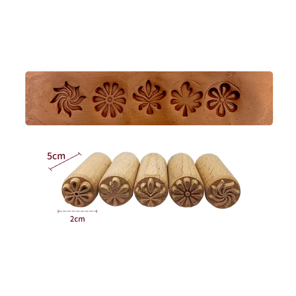 Stamps Clay Wood Pottery Concretestamped Tools Handmade Kindergarten School Ceramic Art Clay Stamp Mold Clay Workshop Crafts