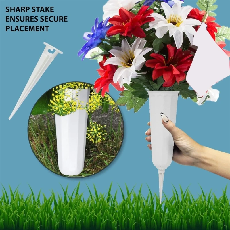 

Cemetery Grave Decors Vases with Spikes for Freshing or Silk Flower Pack of 6 K2WE