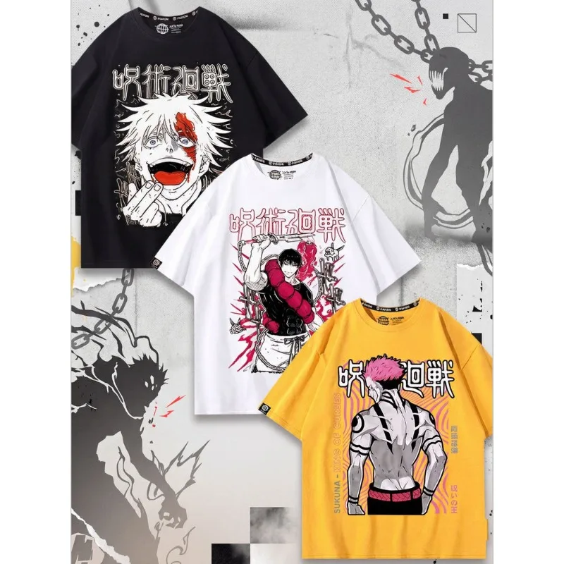 Jujutsu Battle New Style Fuhei Shier Wu Tiaowu Pure Cotton Printed T-shirt New Summer Men's and Women's Fashion T-shirt