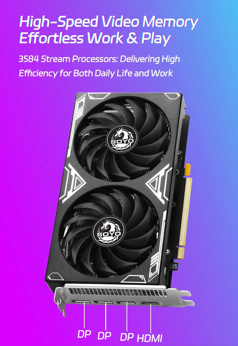 SOYO Original NVIDIA RTX3060 12G Grafikkarte GDDR6 Speicher 192Bit PCIE4.0x16 Gaming-Grafikkarte für Desktop-Computerzubehör – Detail 6
