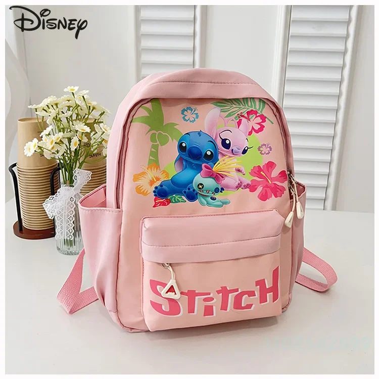 Stitch New Children's Backpack Fashion High Quality Nylon Girls' Backpack Cartoon Versatile Multi Functional Student Backpack