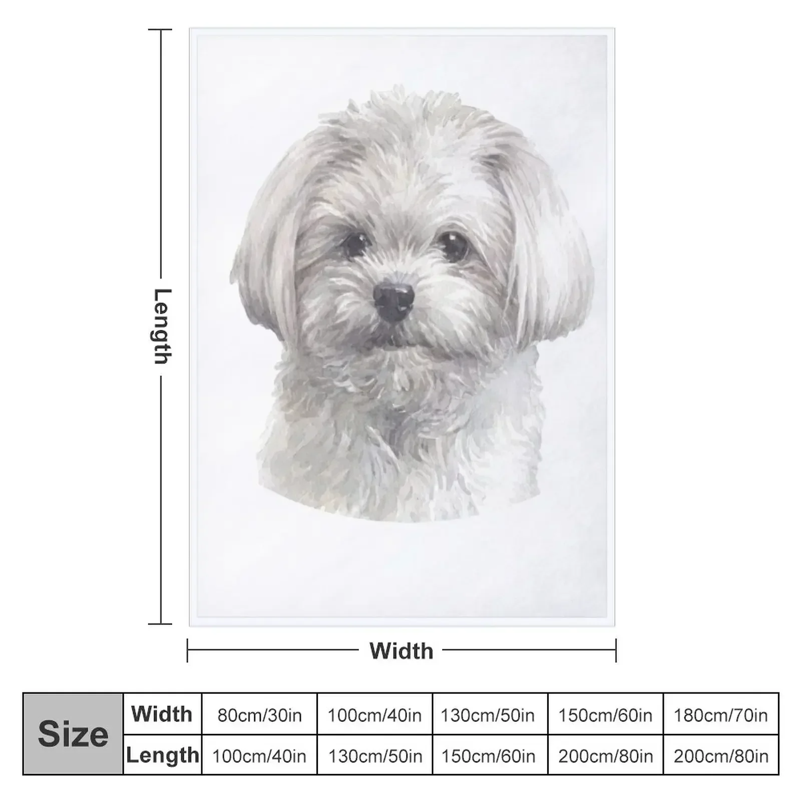 Cute Maltese Watercolor Art Throw Blanket Soft Beds Luxury Designer Soft Big Blankets