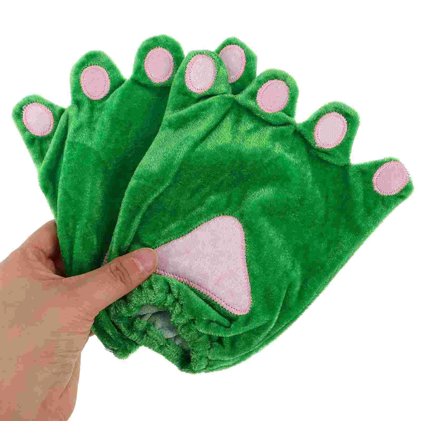 1 Pair Frog Paw Gloves Bear Plush Paw Cute Hand Paw Cosplay Costume Accessories For Halloween Green plush dinosaur gloves