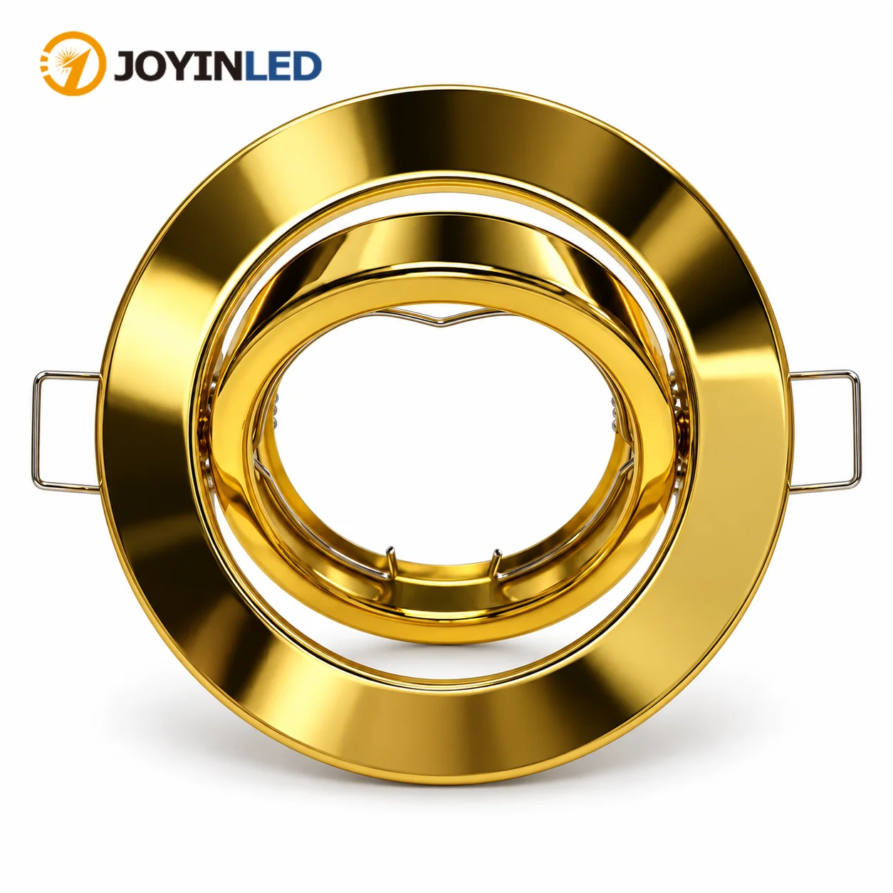 JOYINLED 1/5/10pcs Gold Recessed Ceiling Spotlight Frame, Round GU10 MR16 Lamp Holder Housing for Cabinet & Artwork Display