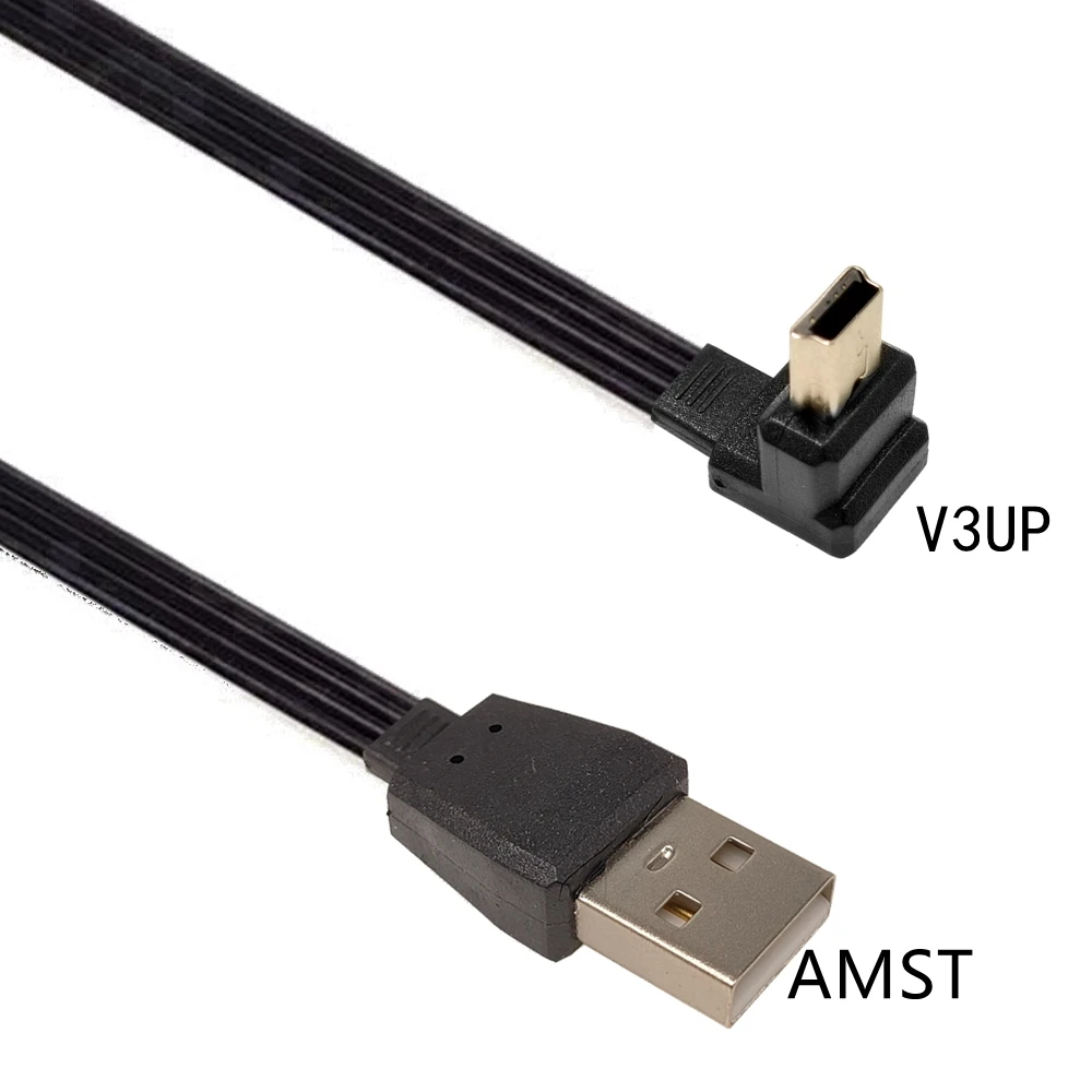 

10CM 30CM 100CM Mini USB B Type 5-pin Plug Up Left Right Angled 90° to USB 2.0 flat Plug Data Cable 0.2 m 0.5 m