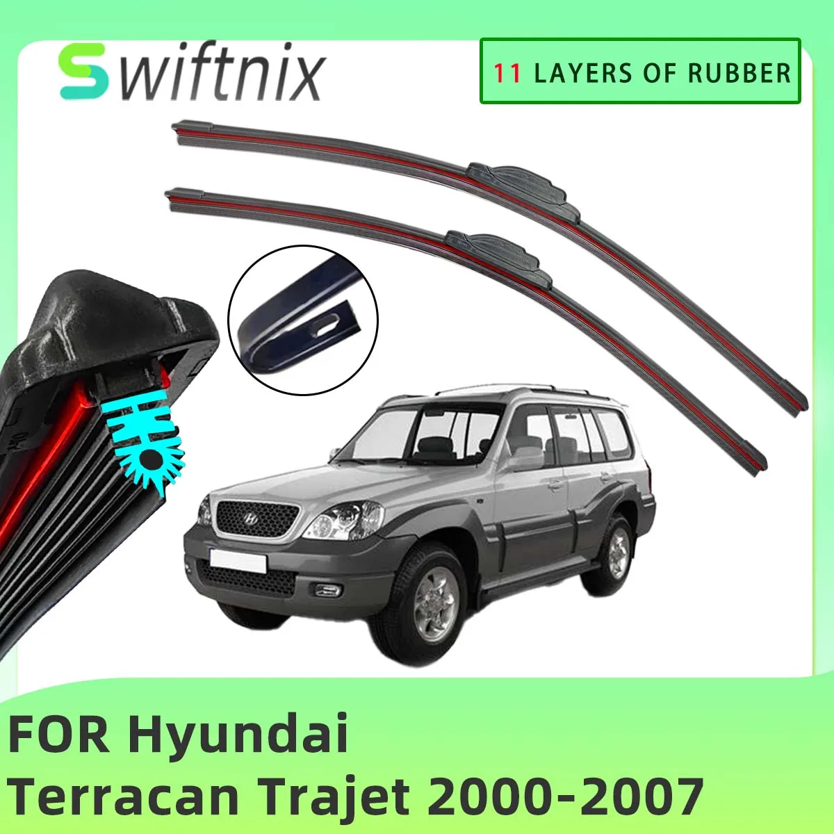 Автомобильный дворник для Hyundai Terracan Trajet 2000-2007, более одинаковые дворники, 2025 год, последняя модель, клейкие полоски, стеклоочиститель 2001 2002 2003