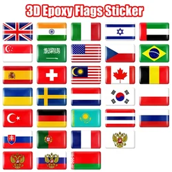 10pcs Epoxy Flags Stickers Car Interior Decoration Decal for Venezuela Burgundy Cross Morocco United States Brazil Italy Badge