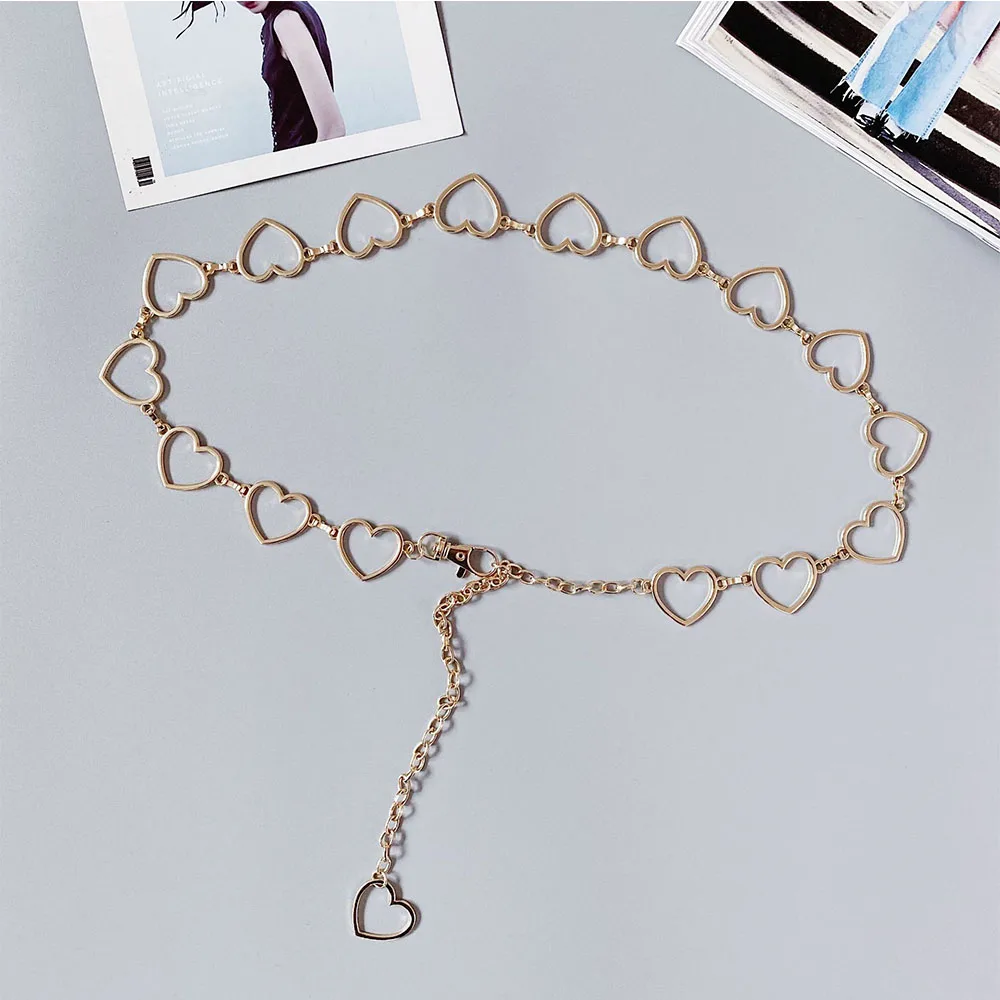 Sexy Fashion Hollow Love Heart Ladies Women Waistband Pants Chain Waist Chain Heart Belts