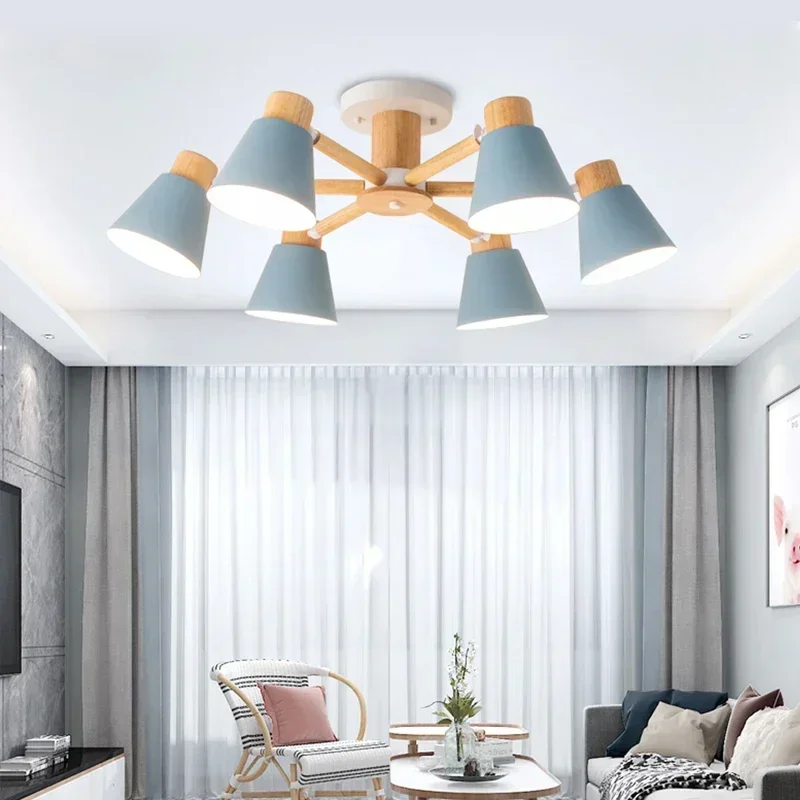 

New Nordic Macaron Ceiling Light Creative Living Room Chandeliers Dining Room Lamp Simple Study Bedroom Ceiling Lights