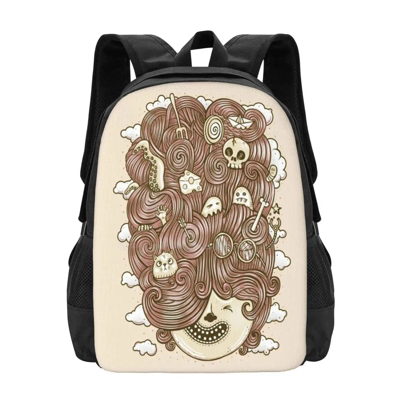 Crazy Hair Day Backpacks For School Teenagers Girls Travel Bags Crazy Hair Day Cool Weird Jack Lightfoot Funny Vector